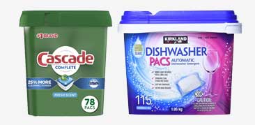 Kirkland Dishwasher Pacs vs. Cascade Dishwasher Pacs